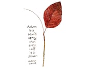 Autumn Leaf and Quote Watercolor Painting - Art Print, Autumn Leaves, Fall Foliage, Albert Camus, Hand Lettering, Leaf Painting, Leaf Print - trowelandpaintbrush