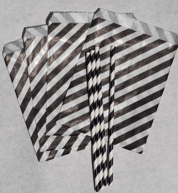 Black Stripe Middy Treat Bags, 24 Pack Il_570xn