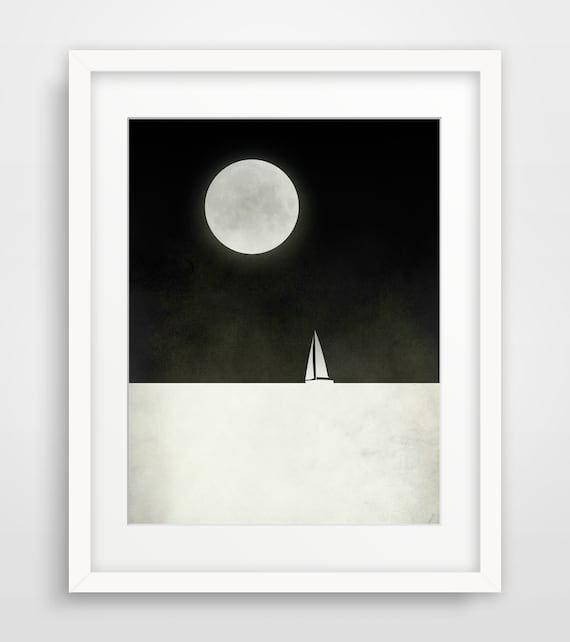 Black and White Print, Sailboat Art, Minimalist Poster, Nautical Decor