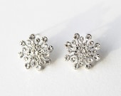 Crystal Snowflake Earrings. Winter Wedding Bridal Bridesmaid Accessory Silver Crystal Snowflake Christmas Jewelry Gift - annasinclair