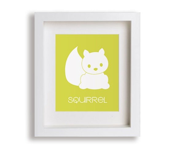 Baby's First Art Print Squirrel Nursery Decor by NikoAndLily