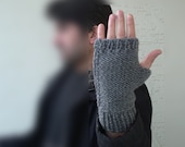 Knitted mens mitten, mens fingerless gloves in gray, Winter 2013,  mens fashion, valentines, gift for him - KnitterPrincess