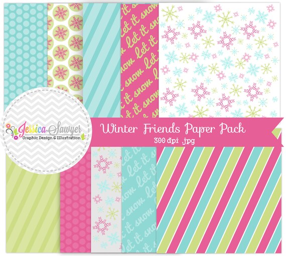 INSTANT DOWNLOAD, winter digital papers, snowflake digital backgrounds, for digital scrapbooking, greeting cards, website backgrounds Il_570xn