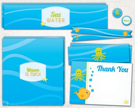 Fish Birthday - DIY Printable Party Set - Ocean, Water, Pool Party, Octopus Birthday Party - Under the Sea Party Collection Il_570xn
