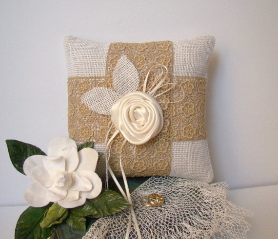 Burlap Ring Bearer Pillow Ring Bearer Weddin