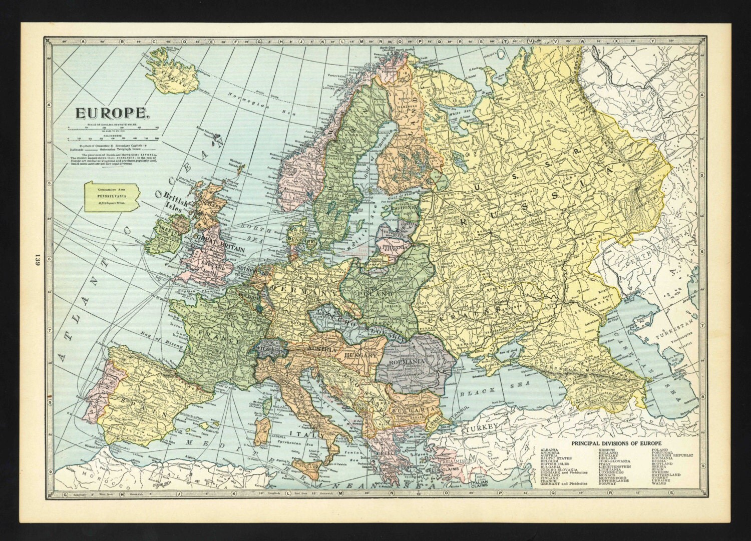 Vintage Map Of Europe From Original