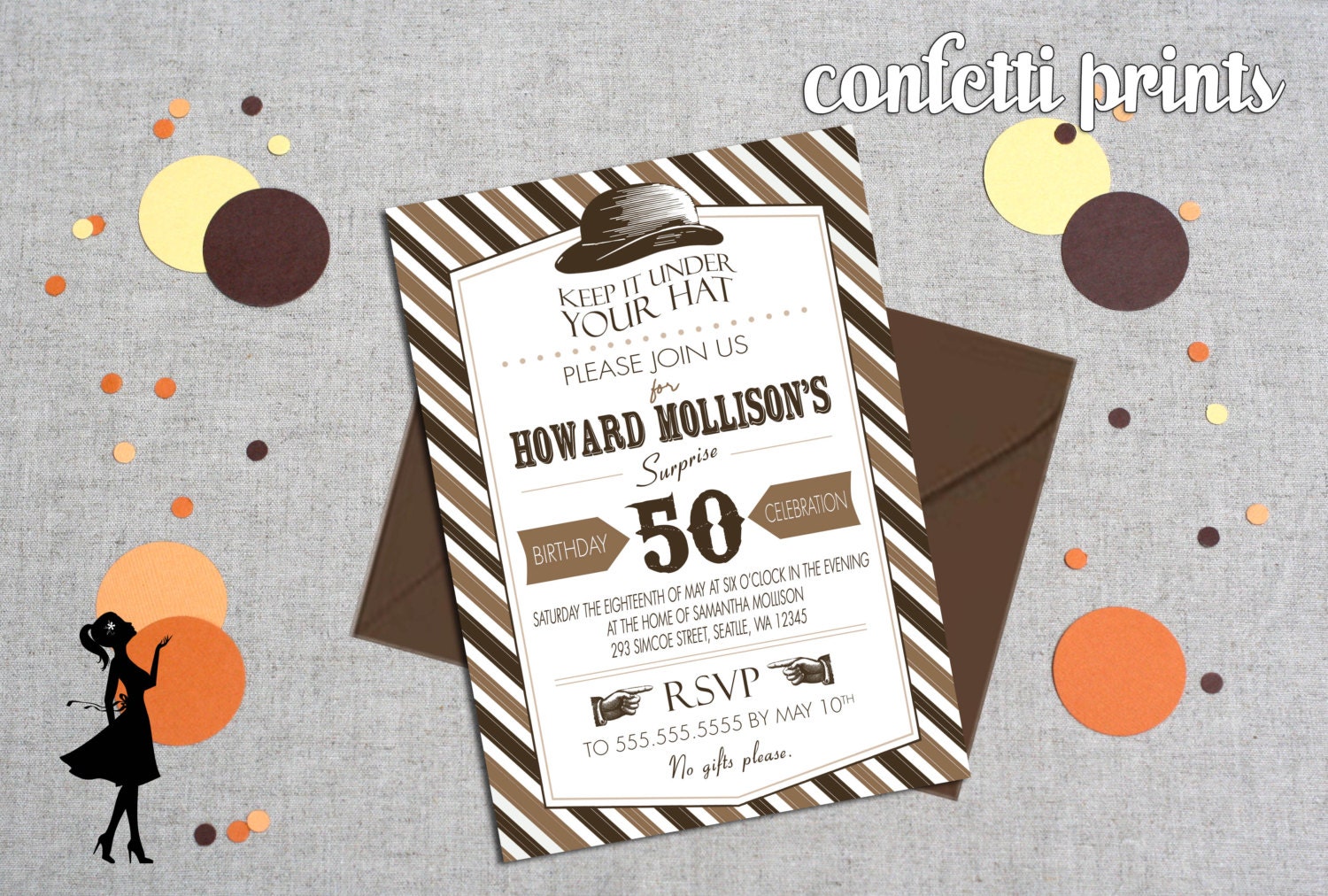 Birthday Invitation - UNDER YOUR HAT Printable Il_570xn