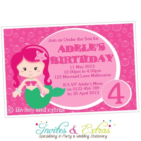 Mermaid Party Invitation, Under the Sea Party Personalized Printable (M2M Code: 1731) Il_570xn