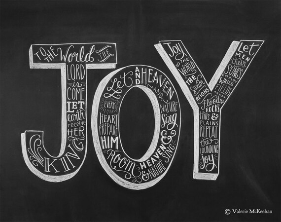 Joy To The World Print Chalkboard Christmas Decor by LilyandVal