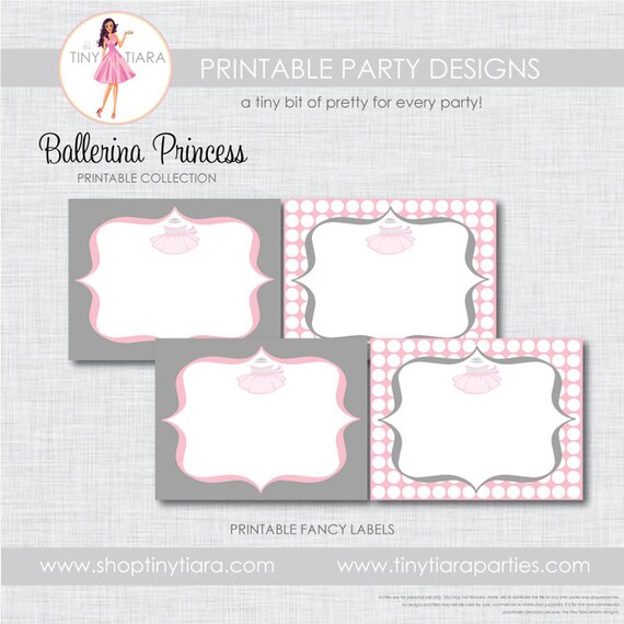 Ballerina Princess Printable Fancy Labels : Printable Party Designs by The Tiny Tiara Il_570xn