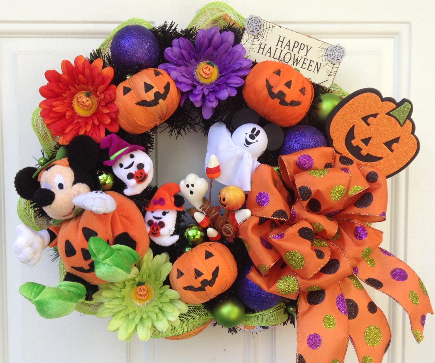 Items similar to Chip and Dale Black Cat Halloween Wreath on Etsy