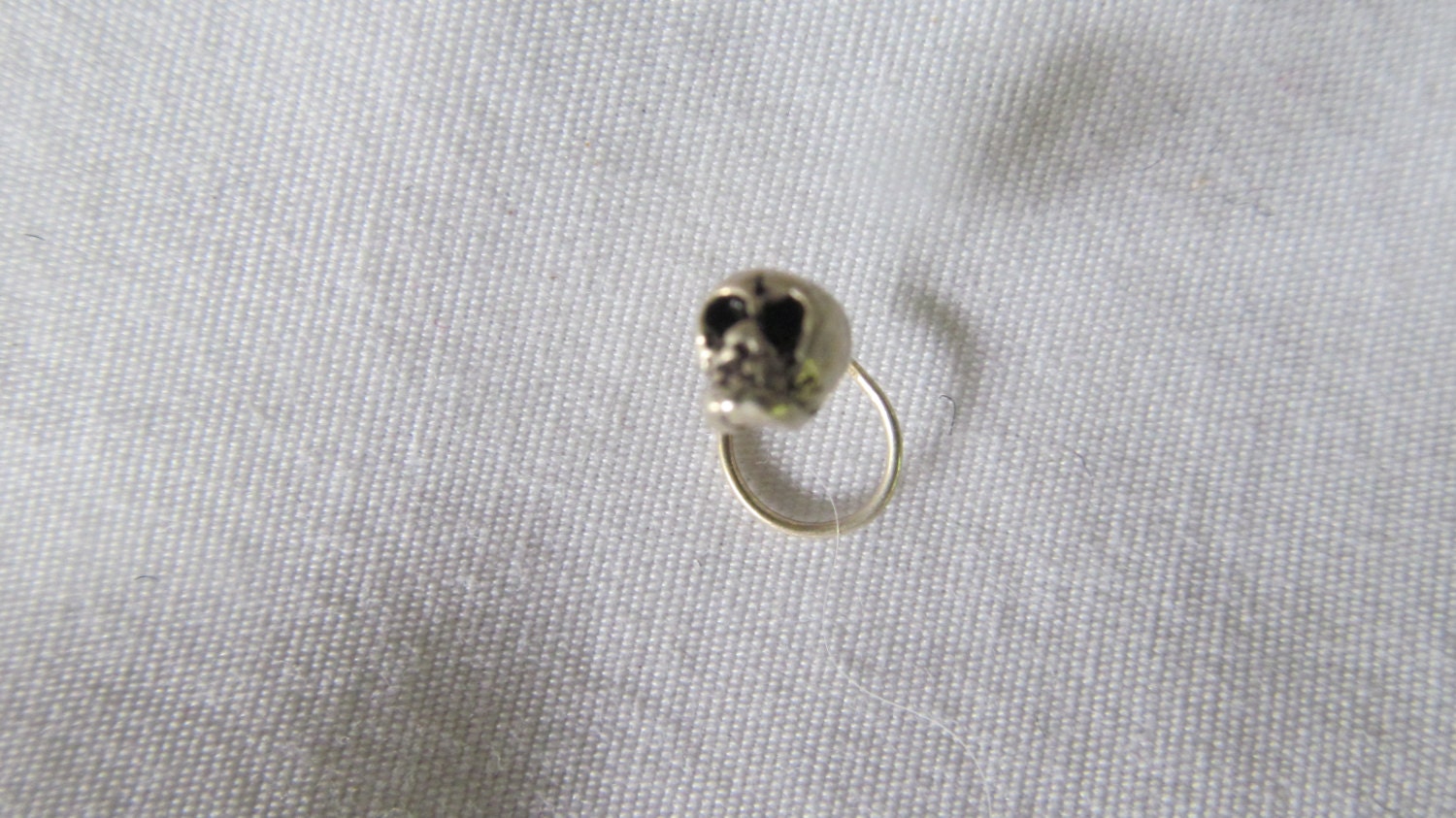 Sterling Skull Nose Ring Victorian Gothic Jewelry Body Piercing Hoop Ring
