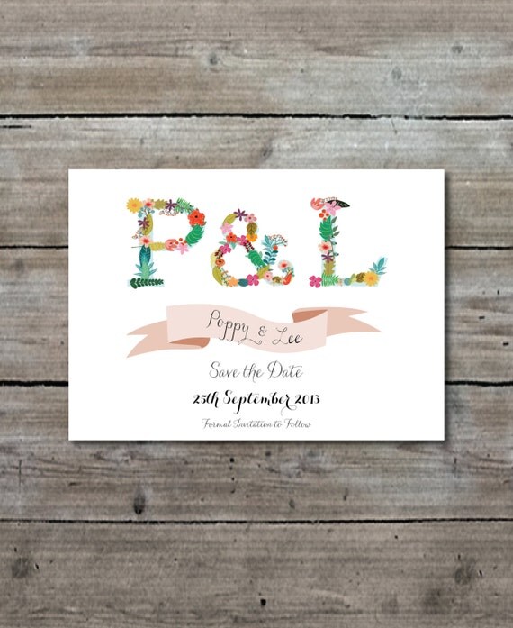 Floral Monogram Rustic DIY Printable Wedding Save The Date Il_570xn