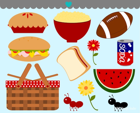 WINTER SALE - Food Clip Art - Family Picnic Clip Art - Digital Picnic Clipart Il_570xn