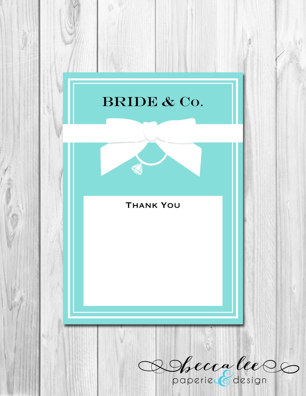 INSTANT DOWNLOAD - Bride & Co Thank You Note - Tiffany Bridal Shower Theme - DIY - Printable Il_570xn