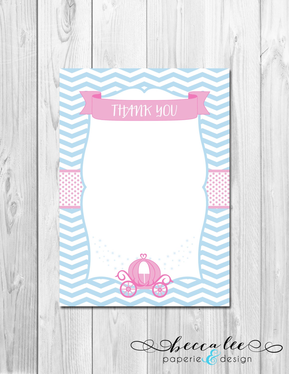 INSTANT DOWNLOAD - Thank You Note - Cinderella Inspired Theme - Pink and Blue - DIY - Printable Il_570xn