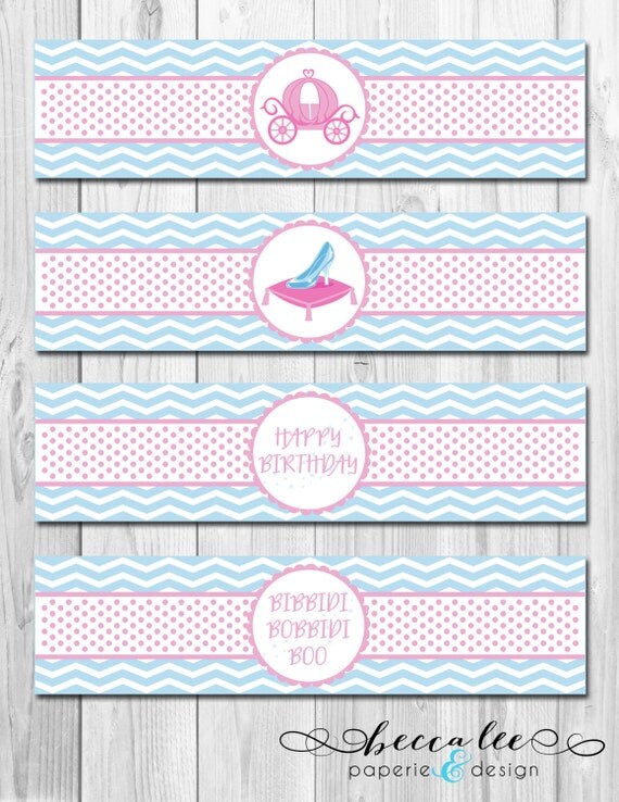 INSTANT DOWNLOAD - Water Bottle Labels - Cinderella Inspired Theme - DIY - Printable Il_570xn