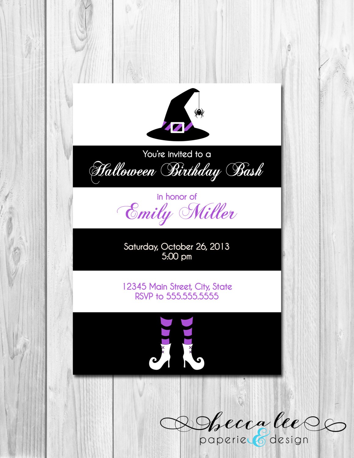 Witch Birthday Halloween Party Invitation - Purple - DIY - Printable Il_570xn