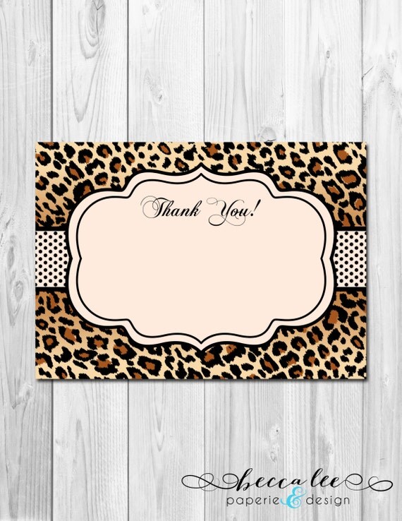 INSTANT DOWNLOAD - Thank You Note - Animal Print - Brown Leopard - DIY - Printable Il_570xn
