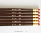 Smart & Sassy Pencils. Set of 6. Black. Gold Foil Text - MissPoppyDesign