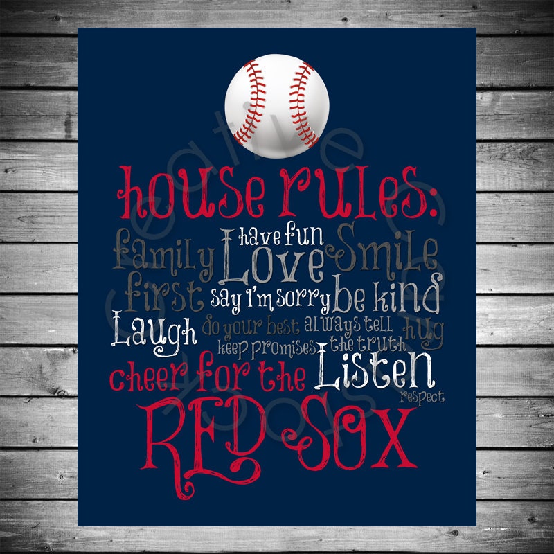 Boston Red Sox House Rules 8x10 INSTANT by CreativeCardstock