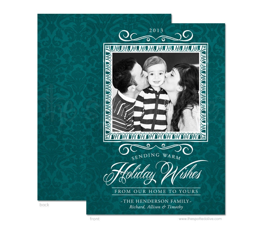 2013 Elegant Holiday Wishes Photo Christmas Card - DIY Printable or Printed Invitation Options Il_570xn
