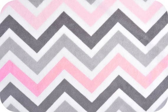 Pink Chevron Minky Fabric In Multi Color Blush By Glamfabrics