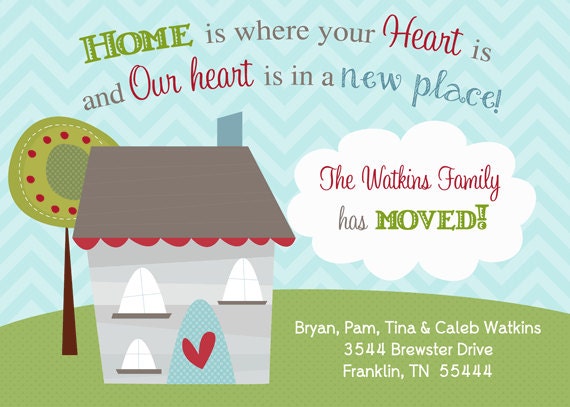 Moving Announcement - Home is Where the Heart is - Printable Il_570xn