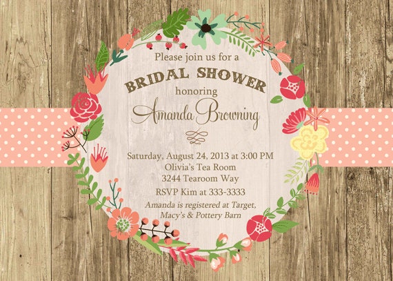 Rustic Wood Fall Floral Frame Bridal Shower Invitation - Printable Il_570xn