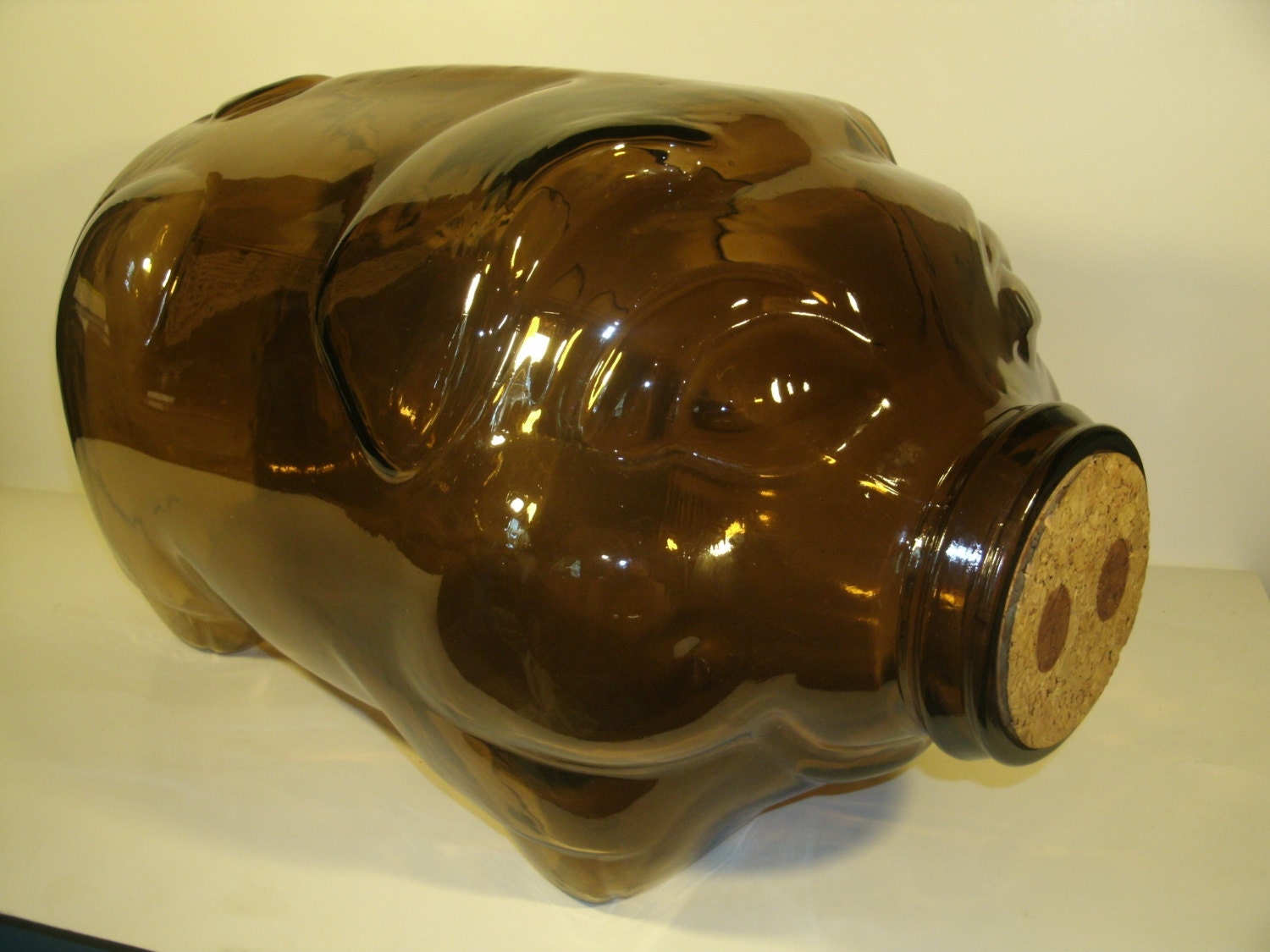 Large Pig Bottle Jar Amber Brown Libbey by TheProfessorsAttic