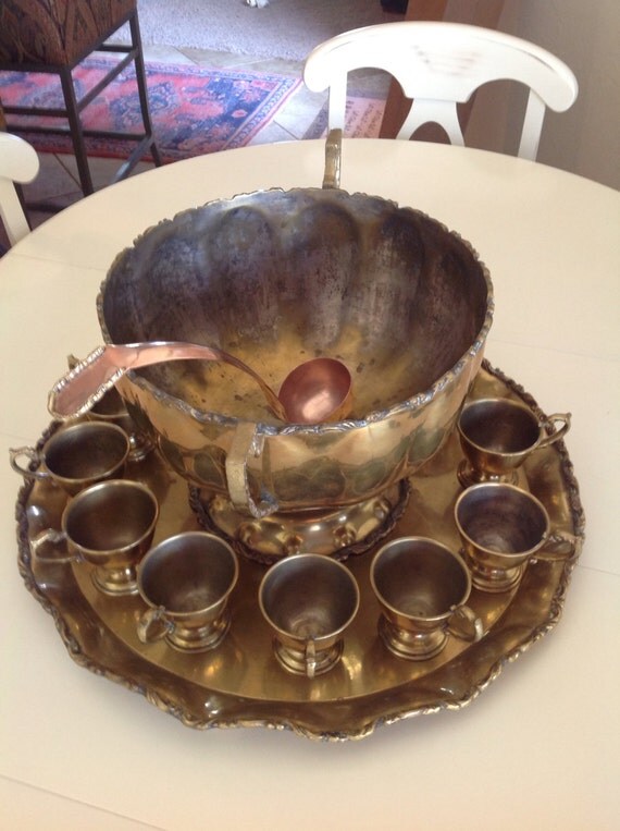 Vintage Fabulous Large Brass Punch Bowl by on Etsy