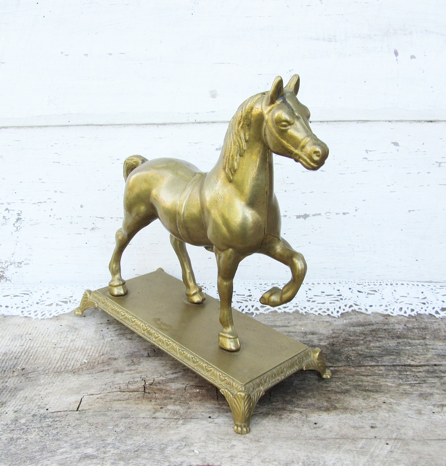 vintage brass horse statue