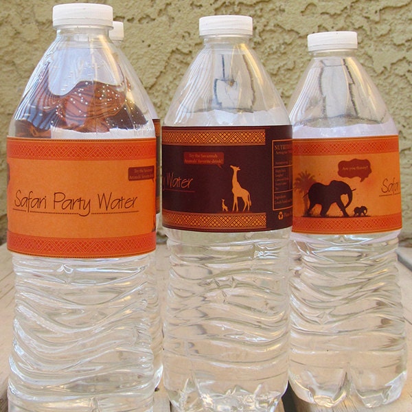 Printable safari water bottle labels / Jungle party bottle wraps / Safari party decoration / Africa theme birthday party bottle labels Il_570xn