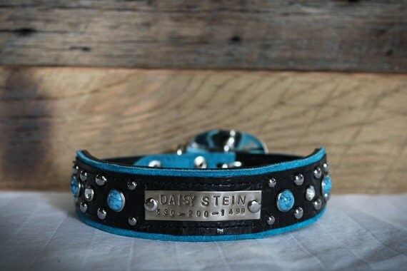 CUSTOM Leather Dog Collar w Name Plate CUSTOM Leather Dog Collar w Name Plate