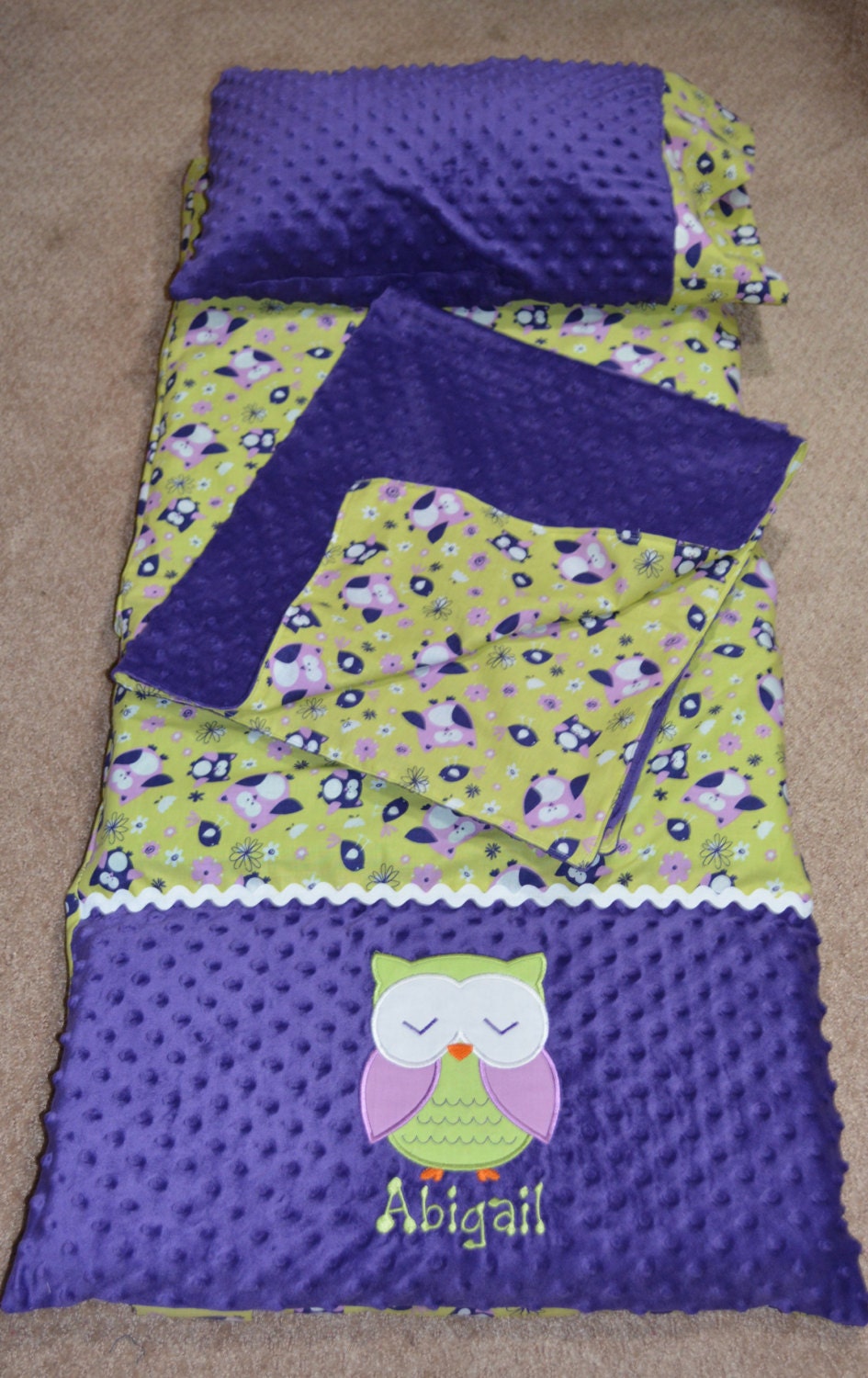 Items similar to Owl Nap Mat Cover with Pillow and Blanket on Etsy