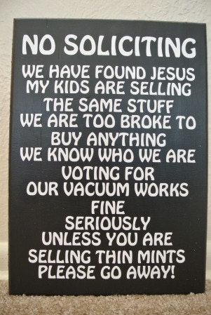 Funny No Soliciting SIgn by CraftsNGlitter1 on Etsy