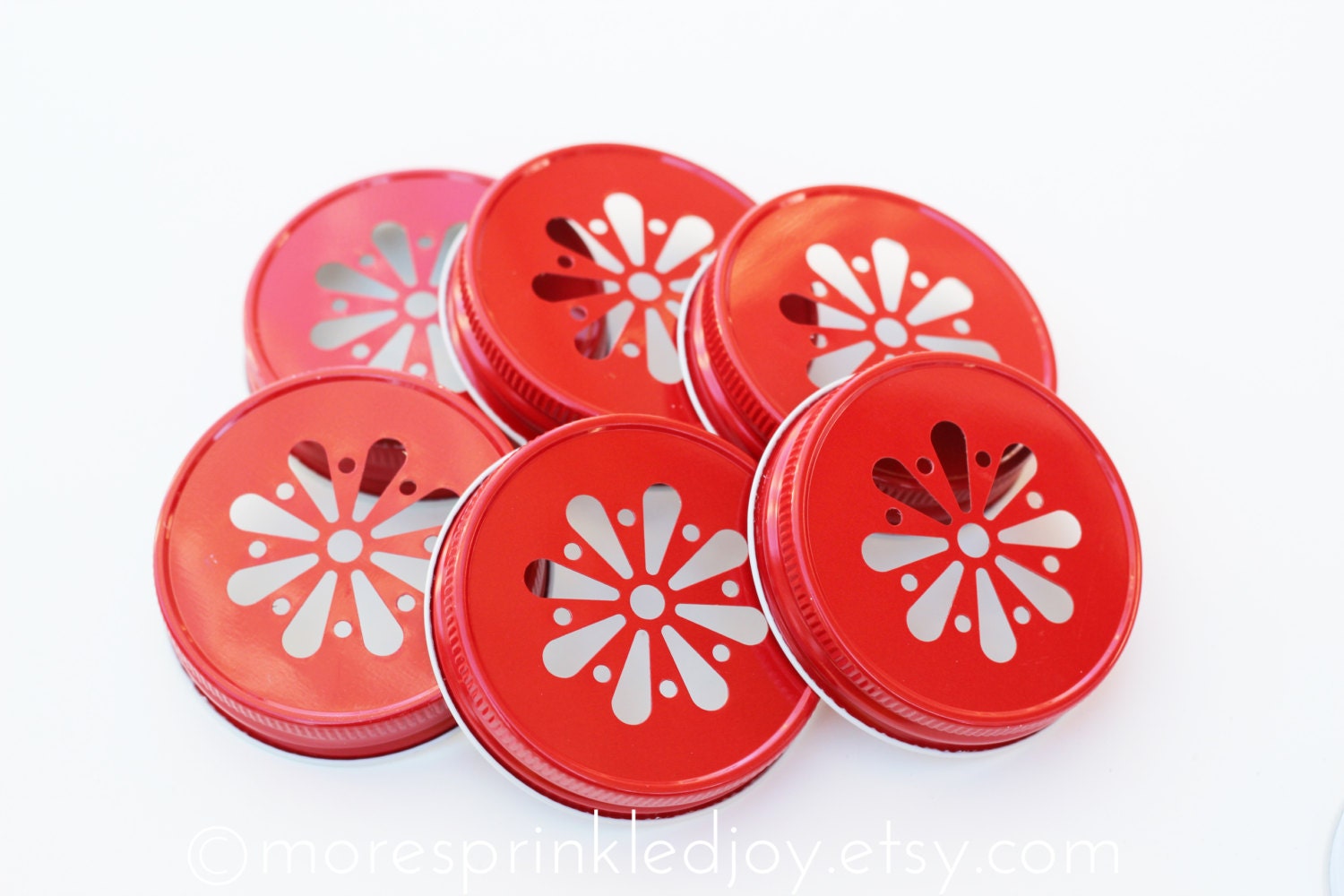 6 Rustic Bronze Mason Jar Lids Daisy Flower by MoreSprinkledJoy