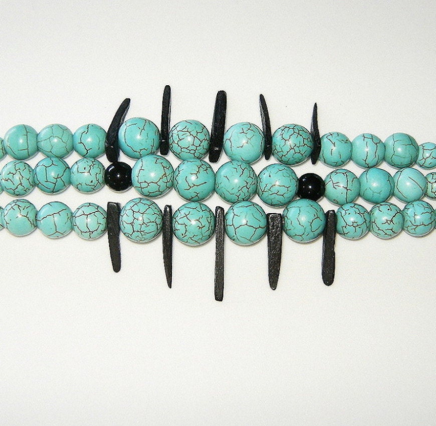 Genuine Turquoise Triple Strand Bracelet - BevmarDesigns