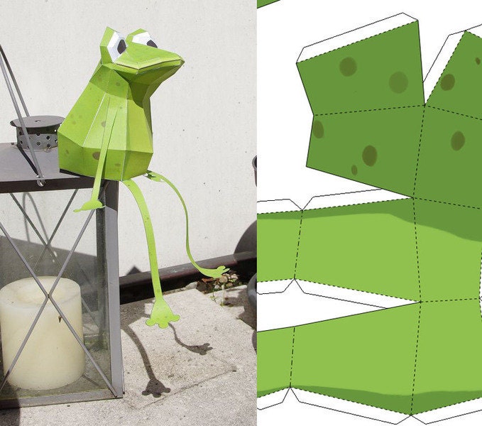 Papercraft Frog pdf 3D Puzzle by on Etsy