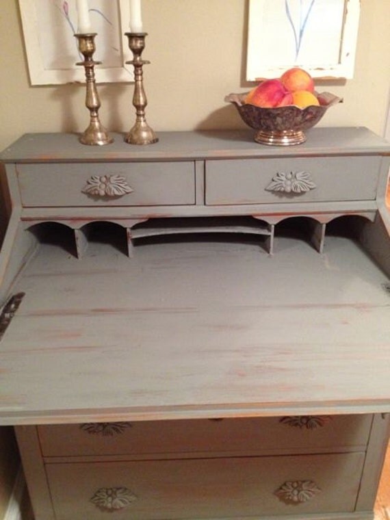 Items similar to antique chalk painted secretary desk french country