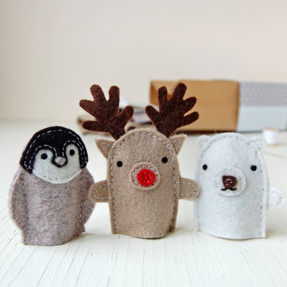 Make Your Own Winter Friends Finger Puppets Kit - Sewing Kit, Activity Kit