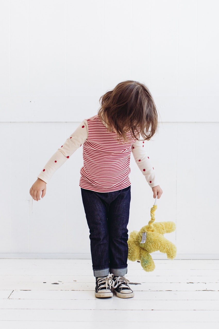 Hand screen printed spotty kids top