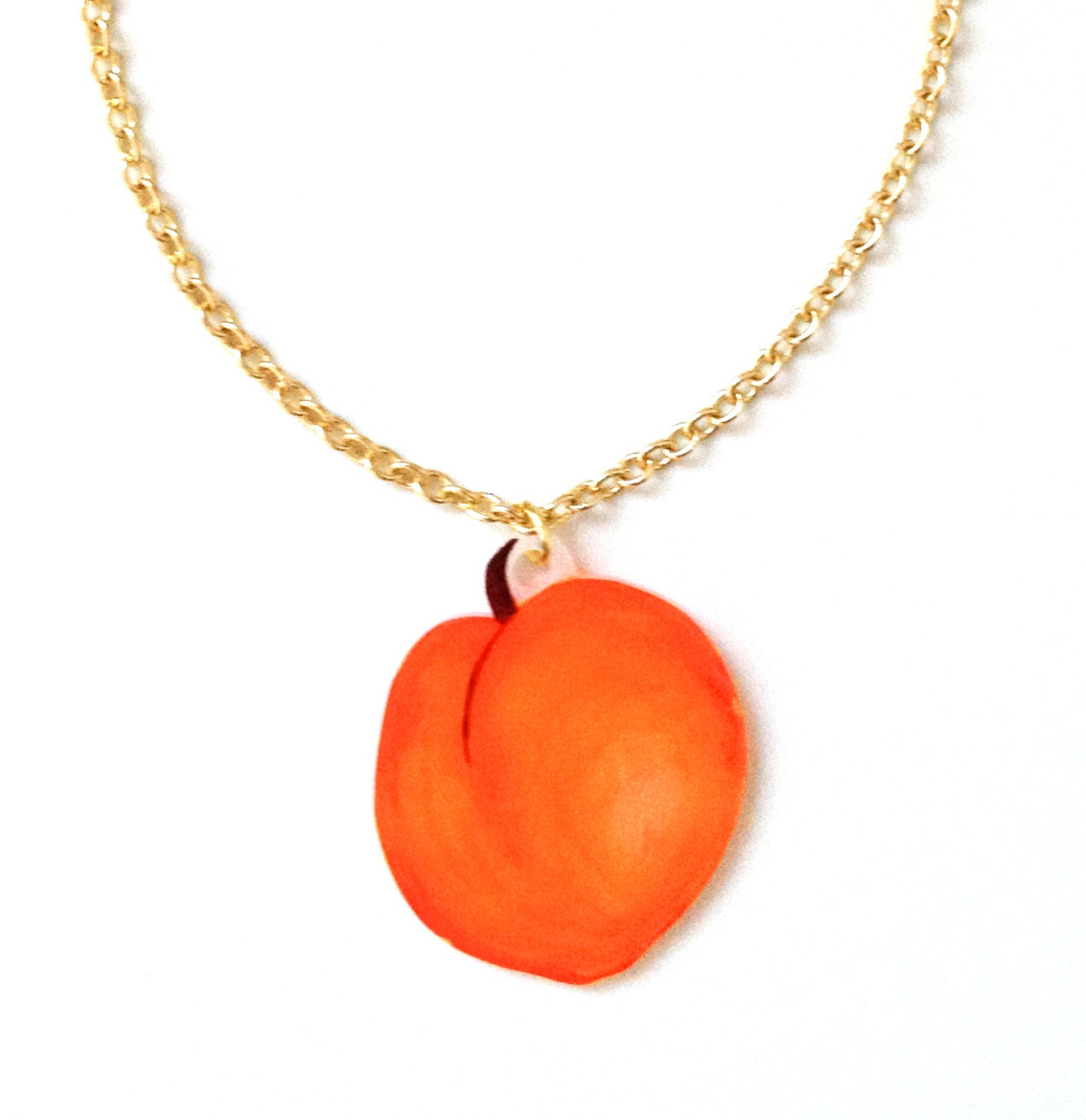 Peach Fruit Necklace Pendant Juicy British Orange by starsNscars