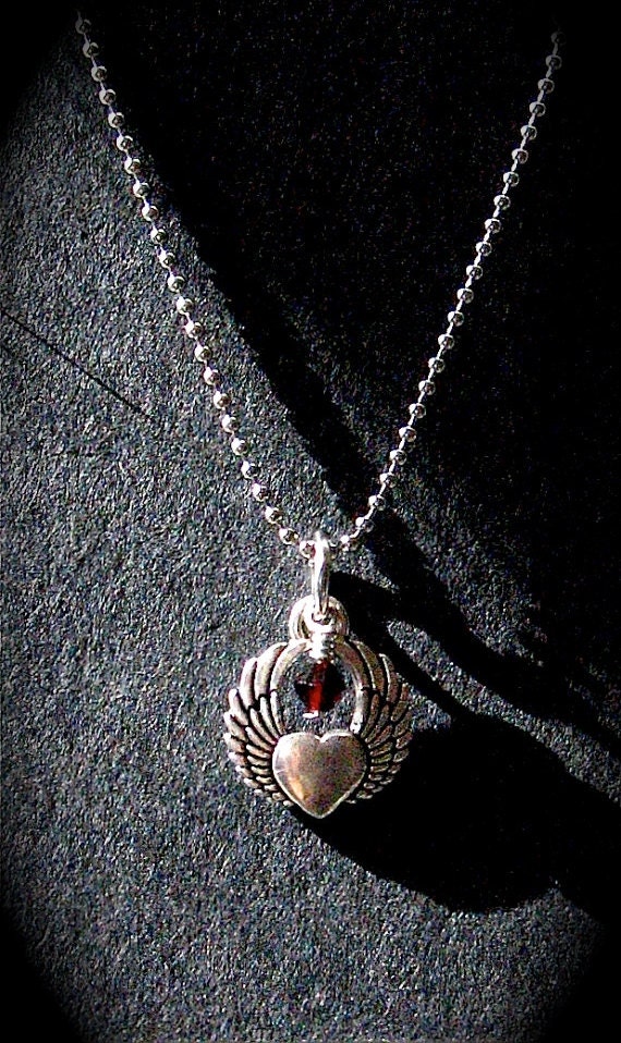 Angel Heart Pendant Birthstone Jewelry Flying by GracieWieber