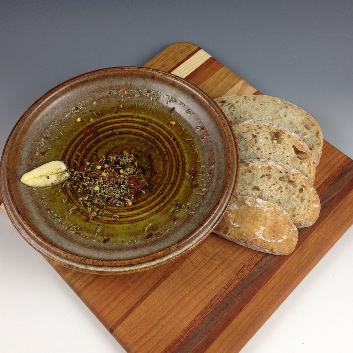 Garlic Grater Dish Oil Dipping Bowl Herb Recipe by nealpottery