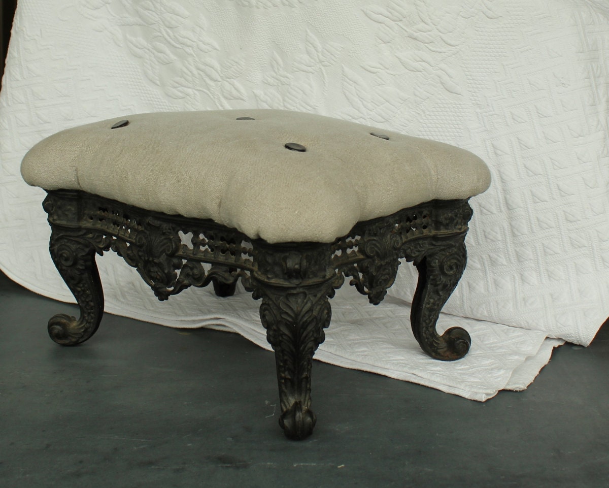 Antique Victorian Cast Iron Foot Stool with by robinseggbleunest