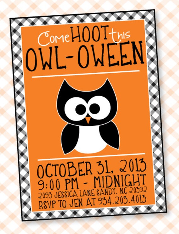 Halloween PRINTABLE Invitation OWL-oween Party Collection by Love The Day Il_570xn