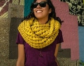 Double Wrap Chunky Cowl Scarf - Mustard Yellow - HighHopeKnits