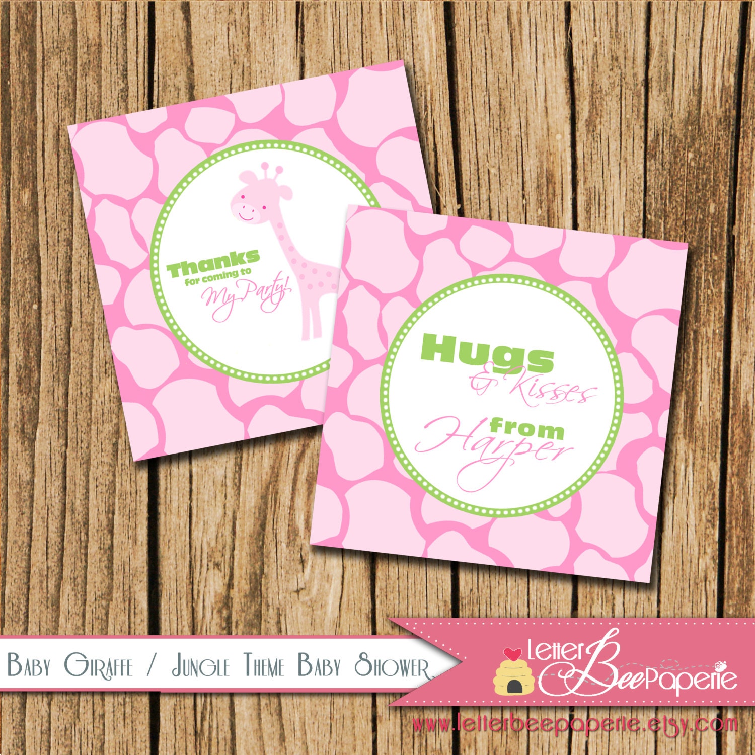 Baby Giraffe / Jungle Theme Baby Shower Favor Tags - Customize Your Colors for Boy, Girl, Gender Neutral - DIY Printable Party Decorations Il_570xn