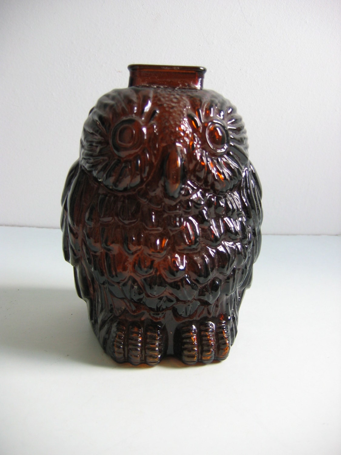 Vintage Brown Glass OWL bank.  Vintage 1970.  Mod Kitsch.  Wise old owl. - TheGrooveVintage